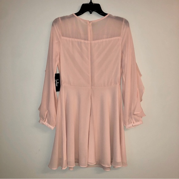 NWT Lulus chiffon dress with flutter yoke/sleeves - Picture 3 of 7